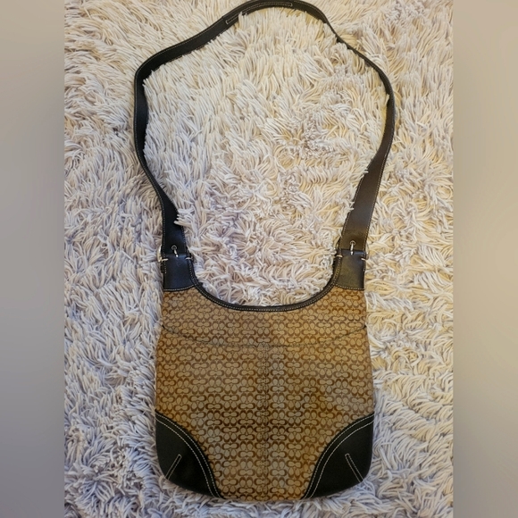 Coach ~ Brown Monogram Handbag / Crossbody with Silver Hardware - Picture 6 of 7